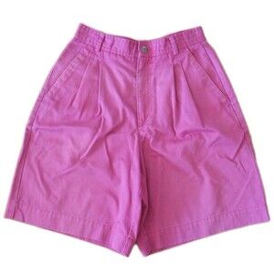 Vintage 90s High Waist  Shorts Pink Cotton Liz Claiborne Size 6 Pleated Front